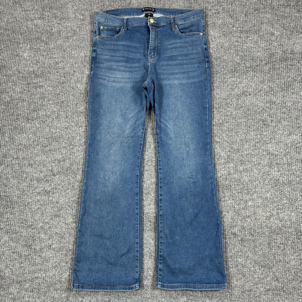 Nanette Lepore Belle High Rise Bootcut Jeans Womens Size 16 Stretch Blue Denim
